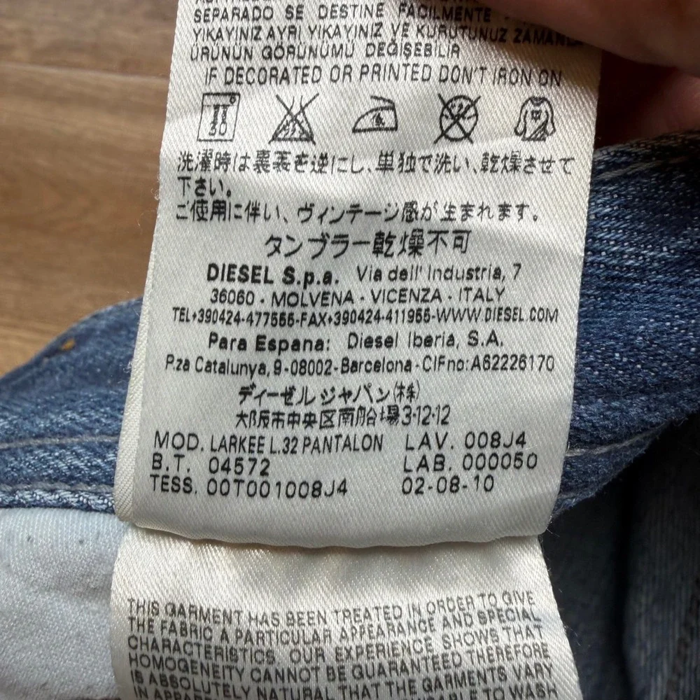 Diesel Larkee‎ Jeans Mens 31x32 Blue Regular Straight Leg Distressed Wash 008J4